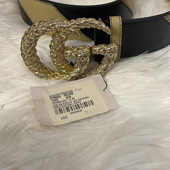 GUCCI Calfskin Striped Belt - Picture 6 of 7